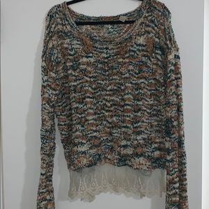 BKE Sweaters - BKE Sweater with Lace Detail BKE Sweaters - BKE Sweater with Lace Detail